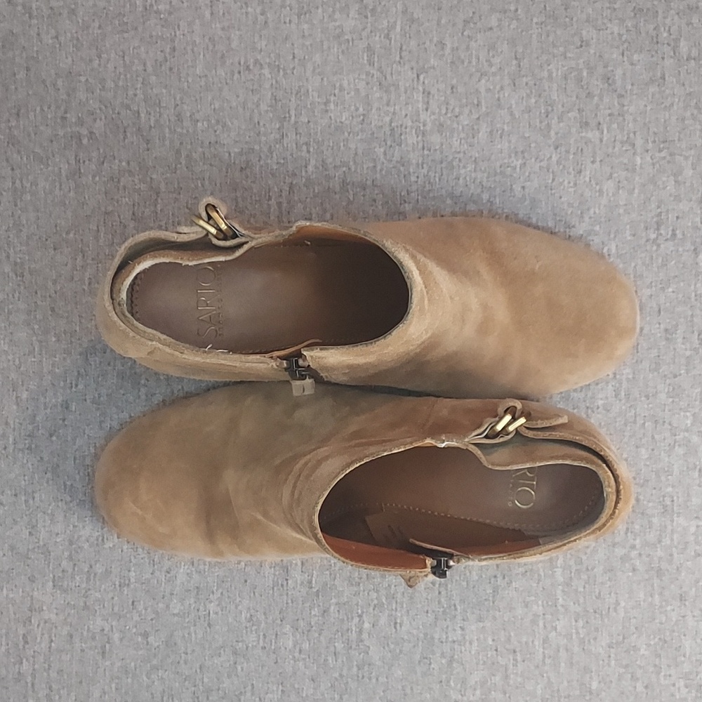 Franco Sarto Matisse Tan Suede Ankle Bootie Short Heel Side Zip Size US8 EU38 - Picture 6 of 12